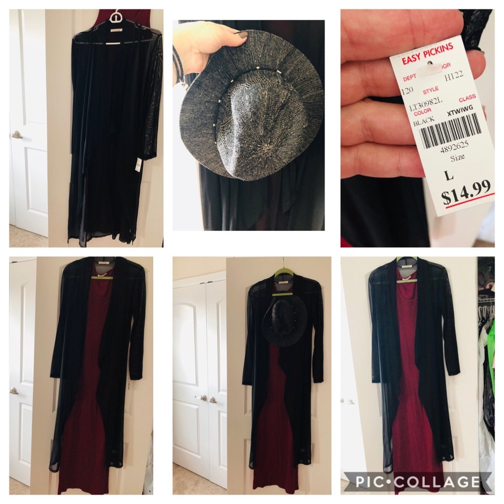 Bundle dress, hat and see through long jacket